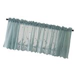 HOMSFOU Lace Curtain Valance Floral Embroidered Half Window Sheer Curtains for Kitchen Cafe Dinning Living Room 130x41cm Blue