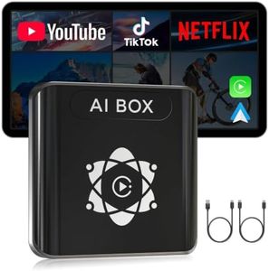 AI Box for Factory Wired CarPlay, Wireless CarPlay & Android Auto Adapter with Netflix, YouTube & TikTok, Full Android Car Video Box with 4G LTE, GPS, Dual Bluetooth and Dual-Band WiFi