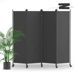 CRUDATE Room Divider 4 Panel, Folding Floor Room Dividers Privacy Screens 88''W x 70''H Room Partition Portable Wall, Temporary Wall Freestanding Divider Panel for Home Office Bedroom (4 Panel, Grey)