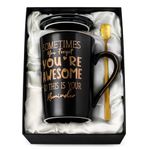 Birthday Thank You Gifts for Men, Sometimes You Forget You're Awesome - 14oz Unique Black Ceramic Inspirational Mug with Gold Print, Present for Boyfriend Husband Employee Coworker, Nice Gift Boxed