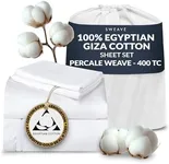 Sweave 100% Egyptian Cotton Percale Sheets Full Size - Genuine Luxurious 400 Thread Count - Naturally Crisp, Breathable, Skin-Friendly & Cooling - Softer After Each Wash - Oeko-TEX Certified Giza