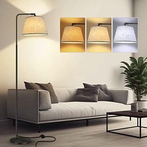 Fortand Lampada da Terra, Arco LED Salotto 3 Temperature Colore, 12W Moderna da Pavimento con Interruttore a Pedale, a Stelo per Soggiorno