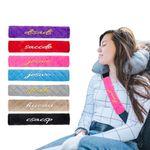 Personalized Seat Belt Cover Pads, 2PCS Soft Customized Text Auto Seat Belt Strap Shoulder, More Comfortable Driving, Suitable for Car Seat Belt, Backpack, Shoulder Bag (2PCS)