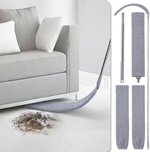 Newliton Retractable Gap Dust Cleaner, Duster Flat Wiper up to Extendable & Two Microfibre Covers, Retractable Gap Dust Cleaner for Under Sofa Cabinets Bed Household Gap Dust, 09-09-2