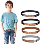 Kajeer Kids Boys Girls Elastic Belt - Stretch Adjustable Belt for Boys and Girls with Leather Loop Belt Pack of 4