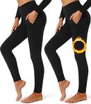 FULLSOFT 2 Pack Fleece Lined Leggings with Pockets for Women High Waisted Thermal Winter Yoga Pants for Workout Running