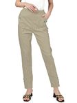 femiss Womens Trousers Elasticated High Waist Relax Fit Ladies Full Length Casual Everyday Soft Stretchy Lightweight Pants (Beige-T4)