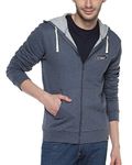 Campus Sutra Mens Denim Zipper Hoodie with Applique - Science Rocks (AW15_ZH_M_SRK_DN_L)