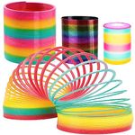 DSL Giant Slinky Toy Set of 3 Spring Toys for Kids - Jumbo Rainbow Slinky Medium Metallic Slinky and Small Slinky with lights - Fidget Toy, Birthday Present, Christmas Stocking Filler, Party Favour