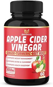 Apple Cider Vinegar Capsules - 5050mg Herbal Equivalent with Ginger, Turmeric, Elderberry, Beet Root - Supports Digestion, Detox & Immune - 2 Months Supply