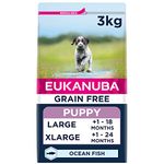 Eukanuba Grain Free Complete Dry Dog Food for Puppy Large and Giant Breeds with Ocean Fish 3 kg