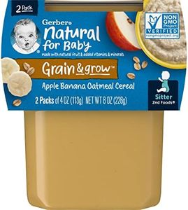 Gerber Baby Food, 2nd Foods, Mixed Cereal, Apple Banana Oatmeal Cereal Puree, 4 Ounce Tubs, 2-Pack (Pack of 8)