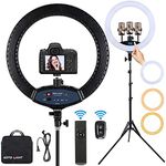 19 inch LED Ring Light with Tripod Stand Selfie Ring Light, LCD Display Touch Screen, Dimmable Light for Makeup Studio Portrait Vlog Video Shooting with Carrying Bag and Remote Controller, CRI>97…