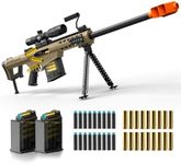 LASERMAG Shell Ejecting Sniper Rifle Toy Gun, Bolt Action Foam Dart Blaster with Scope & Bipod, Matte Black Soft Dart for Backyard Outdoor Games, Ideal Gift for Teens Boys（Tan, 34 Inch）