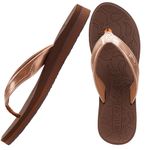 ONCAI Flip Flops For Women Yoga Mat Non-Slip Womens Flip Flops Thong Sandals Summer Beach Slippers With Arch Support Lightweight EVA Sole Brown Size 5