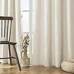 Joydeco 72 Inch Curtains Linen Curtains for Bedroom, Semi Sheer Curtains 72 Inches Long 2 Panel Sets Curtains for Bedroom Aesthetic Farmhouse Curtains for Living Room, Light Filtering Curtains