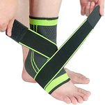 Ankle Support, Adjustable Compression Ankle Sleeves, Sports Ankle Braces Foot Heel Socks for Men&Women, One Size [1 Pc] (Green)