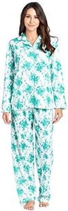 Casual Nights Women's Long Sleeve Notch Collar Floral Pajama Set - Light Green - X-Large