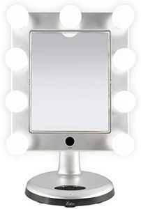 Zadro Melrose LED Variable 3-Color Lighted Dual-Sided 5X/1X Magnification Bluetooth Vanity Beauty Makeup Hollywood-Style Mirror, Satin Nickel