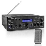 200 Watt Audio Stereo Receiver - Wireless Bluetooth Home Power Amplifier Home Entertainment System w/AUX IN, USB Port, DVD CD Player, AM FM Radio, 2 Karaoke Microphone Input, Remote - Pyle PDA5BU.0