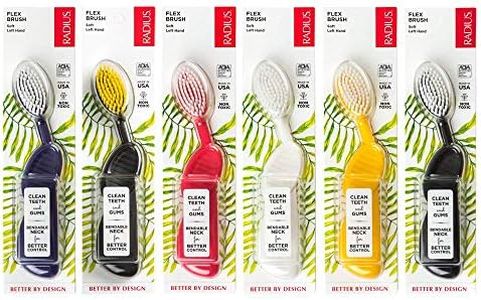 RADIUS Flex Brush with Soft Bristles Toothbrush BPA Free & ADA Accepted Designed to Improve Gum Health & Reduce Issues - Left Hand - Assorted - Pack of 6