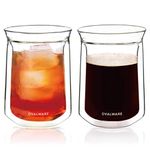 Double Wall Insulated Glass Cup - Borosilicate Glass for Coffee, Tea, Whiskey, Cocktails & All Beverages - Minimalistic & Durable Double-Wall Drinking Mug - 350ml / 12oz (Set of 2)