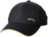 BOSS Men's Curved Logo Cotton Twill Hat Baseball Cap, Dark Blue/Yellow, One Size