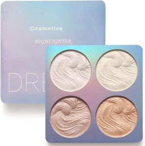 Shimmer Highlighter Powder Palette,illuminateur Palette La Palette de Poudre Surligneur Cuite imperméable Longue Durée Brillante éclaircir la Couleur de la peau Poudre de Contour du Visage