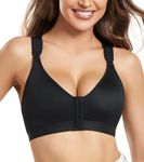 DotVol Women's Front Closure Bra Wirefree Sports Support Adjustable Straps Post Surgical Bra(Black,34B/C)