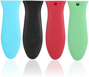 OYSIR Silicone Hot Handle Holder,Colorful Kitchen Heat Resistant, Potholder for Cast Iron Skillets, Frying Pans & Griddles Milk Pot Sleeve Grip Handle Cover,4 pcs,Red,Black,Blue,Green