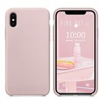 SURPHY iPhone X Case, iPhone Xs Case Liquid Silicone Gel Rubber Shockproof Case with Soft Microfiber Cloth Lining Cushion for 5.8" iPhone XS/X Case - Pink Sand