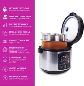 Yum Asia Kumo Rice Cooker, 5.5 Cup Capacity – Compact Electric