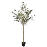 WINSOON Olive Tree Artificial 6FT Faux Olive Tree Indoor Outdoor Topiary Silk Tree Plants with Wood Trunk and Lifelike Fake Fruits for Home Office Dec