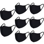 8 Pack Organic Cotton Face Cover Washable and Reusable - Black Travel Face Mask, Mouth Protection Cloth Masks with Nose Bridge Wire - Soft Fabric for Women Men Outdoor