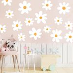 Runtoo White Daisy Wall Decals Boho Flowers Wall Art Stickers Floral Wall Decor for Girls Bedroom Kids Nursery Living Room