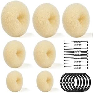 Donut Hair Bun Maker, TsMADDTs Ring Style Bun Maker Set with 7 Golden Hair Bun Makers 5 Hair Ties 20 Bobby Pins for Chignon Hair Styles