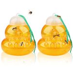 2pcs Wasp Traps for Outdoors, Hornet Trap, Reusable Yellow Jackets Wasp Repellent, Safe and Natural, Bee Traps with Nylon Rope for Hanging, No Bottom Seam