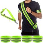 Reflective Running Gear, High Visibility Safety Reflective Sash with Quick Release Buckle, Adjustable Reflective Belt for Outdoor Running Cycling Hiking Walking(Included 4 Reflective Bands)