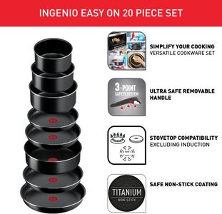 Tefal Ingenio 20-Piece Cookware Set – Non-Stick, Stackable Pans