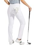 Willit Women's Golf Pants Stretch Casual Pull on Pants Quick Dry Hiking Pants Tummy Control White M