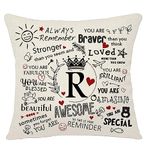 Bacmaxom Inspirational Quote Always Remember Cushion Cover with A-Z Initial Letters Inspirational Gift for Women Men Girls Boys Family Friends Colleagues Cheer Up Positive Graduation Birthday (R)