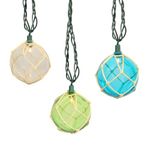 LIDORE Set of 10 Nautical Fishing Floats Coastal Buoy Beach Style String Lights Set. Warm White Light.