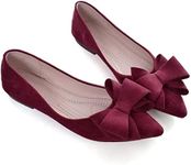 TN TANGNEST Women Fashion Bowknot Flats Comfort Pointed Toe Dress Shoes, W Wine Red, 9