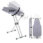 Dazzl 360-Degree Roto-Flip EZ71 Ultra Ironing Board - Dual-Sided, Torso-Shaped Iron Board w/ 8-Level Adjustable Height, Rotatable Iron Holder, & Dual-Clamp Garment Clip - HDPE Ironing Board Full Size