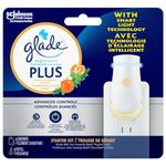 Glade PlugIns Plus Scented Oil Starter Kit, Coastal Sunshine Citrus, Scented and Essential Oils for Home and Bathroom, 1 Warmer 1 Refill