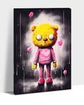 Hzddty Cat Poster Graffiti Canvas Wall Art, Sadness Cat Pink Balloon Painting Girly Wall Art, Preppy Canvas Prints Framed Artwork for Teen Girl Room Girls Bedroom Dorm Women Wall Decor 12x18 Inches