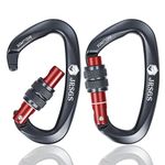 JRSGS 25KN Locking Climbing Carabiner Clips, UIAA Certified Rock Climbing Carabiner,Heavy Duty Carabiners Equipment,Large Size Carabiner for Climbing, Rappelling,Hunting and Rescue