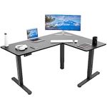 VIVO Electric Height Adjustable 63 x 47 inch Corner Stand Up Desk, Black Table Top, Black Frame, L-Shaped Standing Workstation, 3CT Series, DESK-E3CTB-47