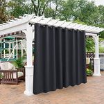 BONZER Outdoor Curtains for Patio Waterproof, Thermal Insulated Weighted Blackout Blinds, Privacy Indoor/Outside Drapes for Porch, Pergola, Cabana, Backyard, 1 Panel, 150W x 108L inch, Dark Grey