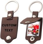 Wyleaves Custom Keychain With Picture - Personalized Photo Keychain Customizable Text Gifts - Leather Protection Keychain Turnable Optional